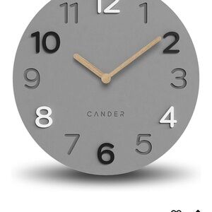 Cander Berlin #2830 Modern Gray Wall Clock with Wooden Hands